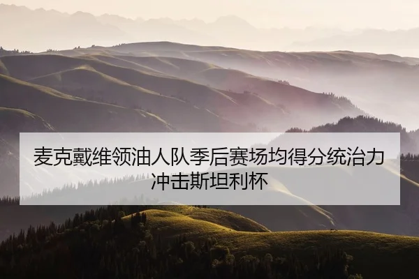 麦克戴维领油人队季后赛场均得分统治力冲击斯坦利杯